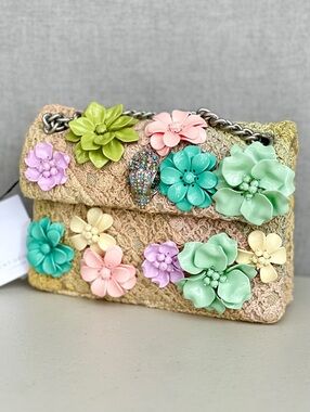 KURT GEIGER Kensington flowers lace crochet fabric MINI crossbody shoulder bag